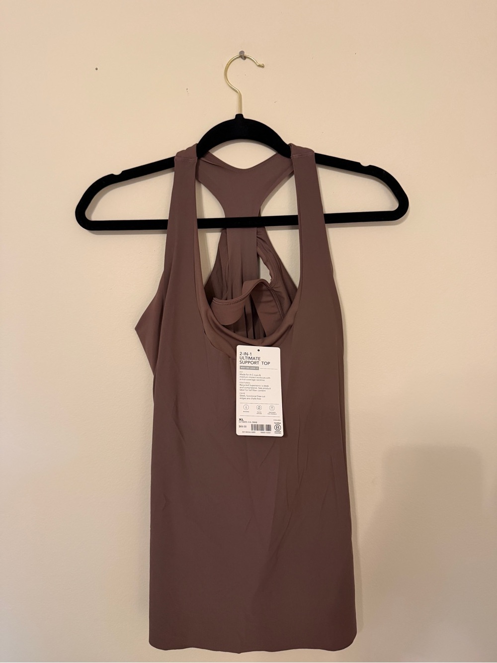 Athleta 2-in-1 Support Tank Top - Mauve Taupe